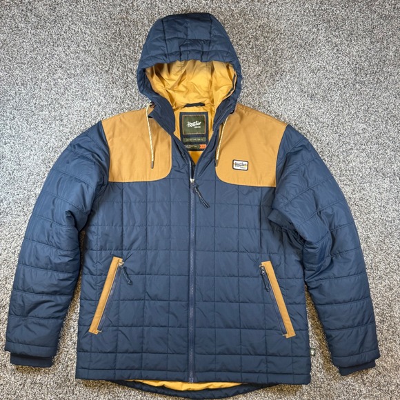 Howler Bros Other - Howler Bros Spellbinder Parka Mens XL Navy Gold Quilted Hooded Jacket Primaloft